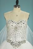 2024 Gorgeous Wedding Dresses Sweetheart With Applique And Beads Chapel Train PEBF3APR