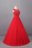 2024 Prom Dresses A Line Scoop Long Tulle V Back P8ZLXX11