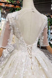 2024 Ball Gown Wedding Dresses Scoop Half Sleeves Appliques 2 PGJ633GZ