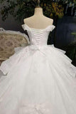 2024 New Arrival Luxurious Wedding Dresses Ball Gown Off The Shoulder Tulle Lace Up With Beads PAHKQ9EK