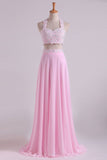 2024 Halter Prom Dresses A-Line With Applique P9CRJY8Y