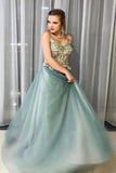 A-Line Spagahetti Straps Sweetheart Beades Long Prom Dresses, Evening STK15619