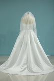 2024 Satin Strapless Beaded Waistline Wedding Dresses A PH1QK9E7