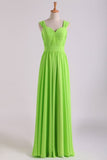 2024 Prom Dresses Off The Shoulder A Line Chiffon Floor Length With PKG9TD92