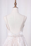 2024 Spaghetti Straps A Line Lace Wedding Dresses With Sash PMJ29Q9J