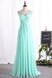 2024 Chiffon A Line Straps Bridesmaid Dresses PL9SE537