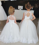 Princess Ivory Flower Girl Dresses with Lace Appliques, Cute Little Girl Dress STK15590