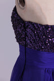 2024 Sweetheart A Line Prom Dress Beaded Bodice With Shirred PJLH4ZEX