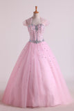 2024 Sweetheart Beaded Bodice Quinceanera Dresse Tulle PT3NR444