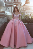 2024 Satin Off The Shoulder A Line Prom Dresses With Handmade P9NGL4EK