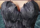 Elegant High Low Strapless Sweetheart Feathers Tulle Gray Prom Dresses with Lace STK20415