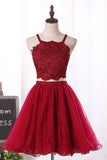 2024 Two-Piece Spaghetti Straps Homecoming Dresses A Line Tulle PEK1LR4K