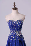 2024 Prom Dresses A Line Sweetheart Floor Length Dark Royal Blue PL63L2FX