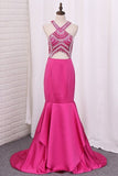 2024 Prom Dresses Mermaid V Neck Beaded Bodice PLTFBR4N