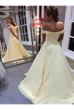 Elegant Off The Shoulder A-Line Chiffon&Satin Sweep Train Simple Prom STKPTJ1FRBQ