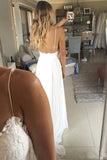 Elegant A Line Spaghetti Straps V Neck Top Lace Wedding Dresses, Bridal STK20461