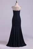 2024 Bateau Prom Dresses Mermaid Chiffon Floor Length With P5Z8MMKR