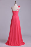 2024 One Shoulder A Line Bridesmaid Dress With Handmade Flowers P46M4G98