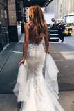 2024 Wedding Dresses Mermaid Spaghetti Straps Tulle With Applique PFELZQT7