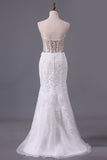 2024 Prom Dresses Mermaid Sweetheart Floor Length Tulle With Beads And P38CQ8GJ