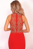 2024 Prom Dresses High Neck Beadd Bodice PAHENA3G