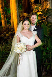 2024 V Neck Wedding Dresses A Line Lace With Sash And Beads PFJJMPNY