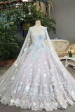 2024 New Arrival Scoop Neck Floral Wedding Dresses A-Line Lace Up With Beads And Appliques Handmade Flowers PAQYTSSC