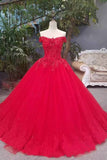 2024 New Arrival Tulle Bright Red Wedding Dresses Lace Up Floor Length P55SJZ19