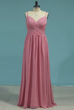 2024 A Line Bridesmaid Dresses Spanghetti Straps Chiffon P86RB9CM