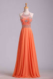 2024 Halter Prom Dress Beaded Bodice A Line Chiffon Long Chic PT8RBY9K