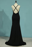 2024 Sexy Open Back Evening Dresses Spaghetti Straps Spandex Mermaid