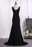 2024 Straps Evening Dresses Mermaid Spandex Sweep P1KP4Q1H