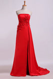 2024 Strapless Prom Dresses Column Sweep Train PXAR41C3