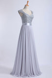 2024 Off The Shoulder A-Line Floor-Length Prom Dresses Beaded Bodice Tulle And PDSP5C9N