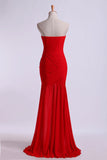 2024 Prom Dresses Sheath Sweetheart Chiffon With Slit P93ZZMFJ