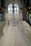 2024 Marvelous Bling Wedding Dresses Scoop Neck With Long Sleeves Appliques PE4DKSBQ