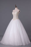 2024 Wedding Dresses A-Line Sweetheart See Through Tulle With Pearls Lace Up PAZTTQ6Q