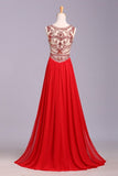 2024 Hot Selling Scoop A Line Full Length Prom Dress Beaded Tulle Bodice With Chiffon Skirt Ready To P9CE8T4M