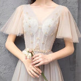 Elegant Off Shoulder Floor Length Tulle Prom Dress, Lace up Bridesmaid Dresses STK15185