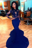 2024 Long Sleeve Evening Dresses Mermaid/Trumpet Elastic Satin With P7NF14SJ