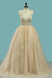 2024 Spaghetti Straps Wedding Dresses A Line Tulle & Lace P3BJBR57