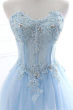 2024 A Line Prom Dresses Sweetheart Tulle With Applique PHCAD8DF