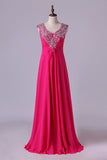 2024 Graceful Beaded&Ruffled Prom Dress V Neck Chiffon Floor PKCPFEZB