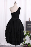 2024 One Shoulder Prom Dresses Chiffon & Lace A Line P1DB2Y45