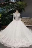 2024 New Arrival Cheap Price Tulle Wedding Dresses Lace Up With Appliques And Crystals P65B8BRR