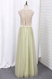 2024 Floor Length Two Pieces Scoop Tulle & Lace A Line P1RYTZYG