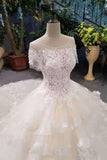 2024 New Arrival Wedding Dresses Lace Up Scoop Neck With Appliques PXBXCRYZ