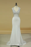 2024 Sheath Halter Beaded Bodice Prom Dresses Spandex PQDPGHLP