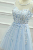 2024 Homecoming Dresses Scoop Tulle With Applique And Sash P2DD8BX5