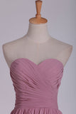 2024 A Line Sweetheart Bridesmaid Dress Floor Length Chiffon With Ruffles